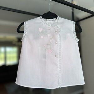 NWT Feltman Brothers embroidered baby pink Girls Floral Lace Diaper Set